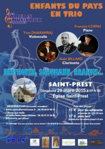 Alain Billard, François Cornu et Yves Dharamraj le 29 mars 2015 à Saint-Prest