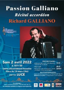 Richard Galliano le 2 avril 2022 à Lucé